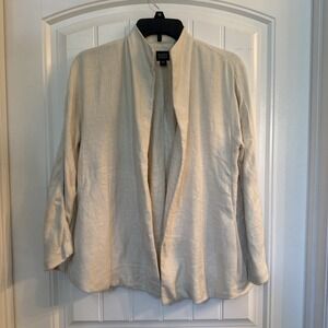 Eileen Fisher Women's Small Organic Cotton Linen Open Front Cardigan Blazer